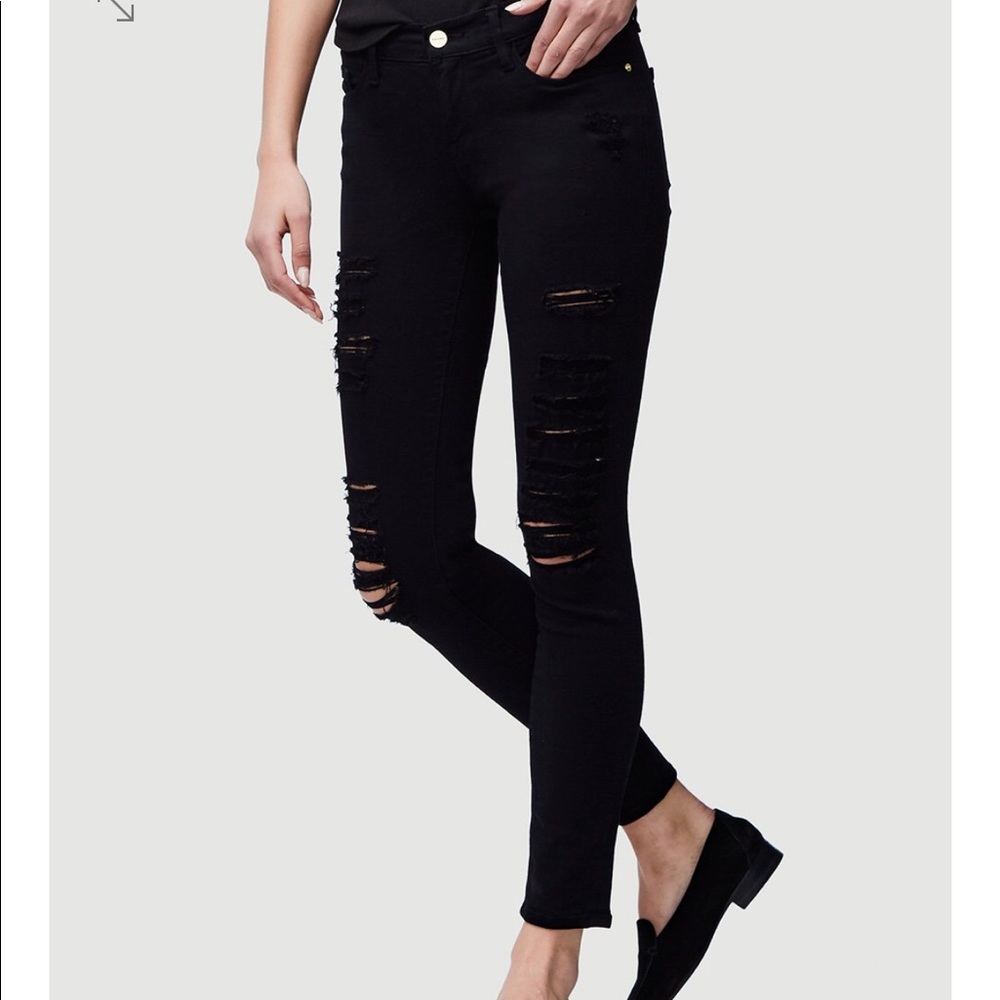 FRAME black ripped skinny jeans